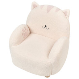 Wyld And Coco Cat-Shaped Kids Armchair, Off-White Bouclé Upholstery, Low Seat For Toddlers - thumbnail 7