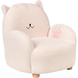Wyld And Coco Cat-Shaped Kids Armchair, Off-White Bouclé Upholstery, Low Seat For Toddlers - thumbnail 6