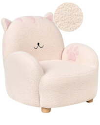 Wyld And Coco Cat-Shaped Kids Armchair, Off-White Bouclé Upholstery, Low Seat For Toddlers - thumbnail 3