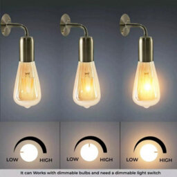 Ledsone Satin Nickel Vintage Wall Light E27 Industrial Lamp For Restaurant Bar Cafe With Bulb - thumbnail 7