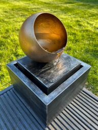 All Pond Solutions Golden Globe Box Light Water Feature With Led Lights - Solar Powered 29X29X40Cm