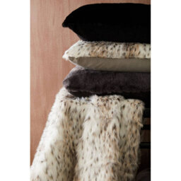 Orsina Lamina Animal Print Square Faux Fur Cushion, Luxe Leopard-Patterned Throw Pillow With Feather Filler - thumbnail 6