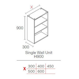 Wtc Premier Cab 500mm W 900mm H Kitchen Wall Unit Cabinet Natural Grey 18mm Mfc (Carcass Only) - thumbnail 2