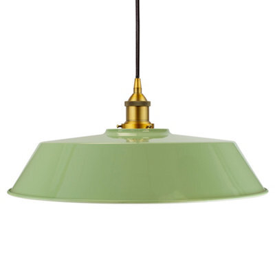 Mint Green Large Chancery Painted Dome Pendant Light With Antique Gold Lamp Holder And Black Round Cable - Se Home - image 1