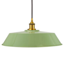 Mint Green Large Chancery Painted Dome Pendant Light With Antique Gold Lamp Holder And Black Round Cable - Se Home - thumbnail 1