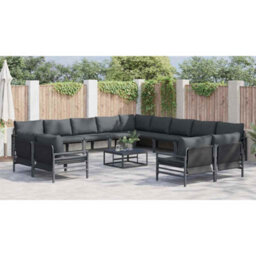 Berkfield Garden Sofa Set 14 Pcs Anthracite Steel - thumbnail 6