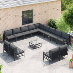 Berkfield Garden Sofa Set 14 Pcs Anthracite Steel - thumbnail 5