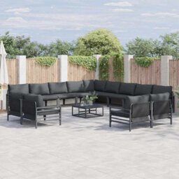 Berkfield Garden Sofa Set 14 Pcs Anthracite Steel - thumbnail 1
