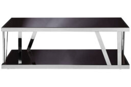 Orsina Contemporary Black Glass Coffee Table, Durable Decorative Coffee Table For Livingroom, Strong Coffee Table - thumbnail 6