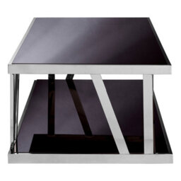 Orsina Contemporary Black Glass Coffee Table, Durable Decorative Coffee Table For Livingroom, Strong Coffee Table - thumbnail 3