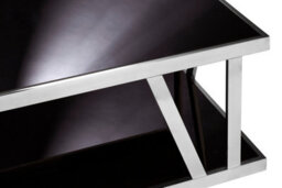 Orsina Contemporary Black Glass Coffee Table, Durable Decorative Coffee Table For Livingroom, Strong Coffee Table - thumbnail 5