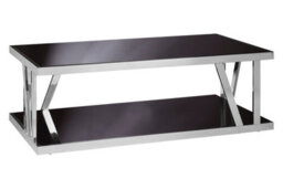 Orsina Contemporary Black Glass Coffee Table, Durable Decorative Coffee Table For Livingroom, Strong Coffee Table - thumbnail 2