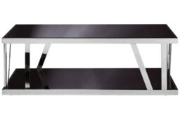 Orsina Contemporary Black Glass Coffee Table, Durable Decorative Coffee Table For Livingroom, Strong Coffee Table - thumbnail 1