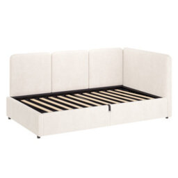 Modernluxe 3Ft Single Bed, 90X190 Cm, Daybed, Reversible Left Or Right, Hydraulic Lift Storage Bed Frame, Velvet, Beige - thumbnail 9