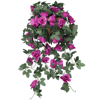 Neel Blue Purple Artificial Rose Flower Hanging Vines Silk Garland, 18 Flowers, 110Cm(3.6Ft) - image 1