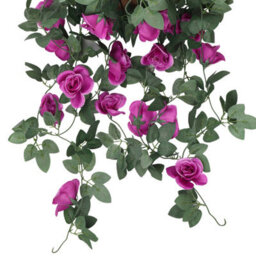 Neel Blue Purple Artificial Rose Flower Hanging Vines Silk Garland, 18 Flowers, 110Cm(3.6Ft) - thumbnail 3