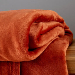 Catherine Lansfield Raschel Velvet Touch 130X170Cm Blanket Throw Burnt Orange - thumbnail 2