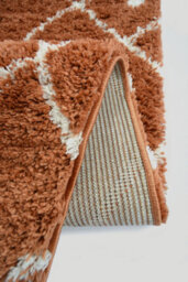 Melrose Shaggy Nomadic Orange White Patterned Lines Indoor X-Large Area Rug 200/290Cm - thumbnail 4