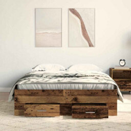 Berkfield Bed Frame With Drawers Old Wood 120X190 Cm Engineered Wood - thumbnail 4
