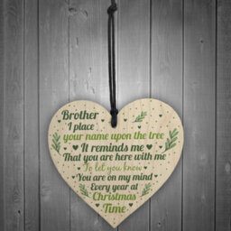 Red Ocean Brother Memorial In Loving Memory Handmade Wooden Hanging Heart Christmas Bauble Decoration Keepsake - thumbnail 2
