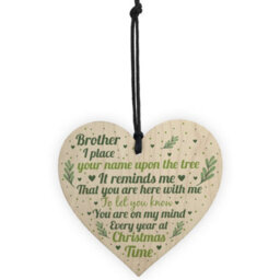 Red Ocean Brother Memorial In Loving Memory Handmade Wooden Hanging Heart Christmas Bauble Decoration Keepsake - thumbnail 5