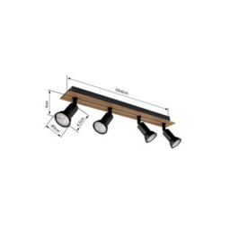 Luminosa Lighting Luminosa Drew Ceiling Spotlight Bar Dark Brown 4X Gu10 - thumbnail 8