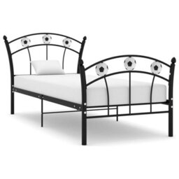 Berkfield Bed Frame With Football Design Black Metal 90X200 Cm - thumbnail 1