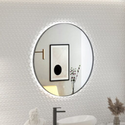 Royal Bathrooms Luton 800 X 800mm Matt Black Round Backlit Led Illuminated Bathroom Mirror Framed With Demister Pad & Touch Sensor - thumbnail 5