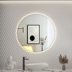 Royal Bathrooms Luton 800 X 800mm Matt Black Round Backlit Led Illuminated Bathroom Mirror Framed With Demister Pad & Touch Sensor - thumbnail 1
