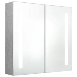 Berkfield Stylish Led Bathroom Mirror Cabinet Concrete Grey 62X14X60 Cm