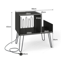 Record Player Stand With Power Outlet Black Mid Century Modern End Table Black - thumbnail 2