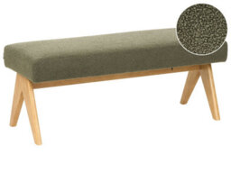 Wyld And Coco Luxeliving Boucle Bench Green And Light Brown Upholstered With Rubberwood Legs, W118 X D46 X H48Cm - thumbnail 3