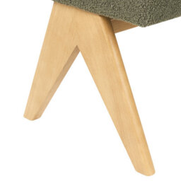 Wyld And Coco Luxeliving Boucle Bench Green And Light Brown Upholstered With Rubberwood Legs, W118 X D46 X H48Cm - thumbnail 6