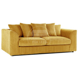 Furnishings For Less UK Luxor Jumbo Cord 3 + 2 + 1 Fabric 3 Piece Sofa Suite - Scatter Back Mustard - thumbnail 3