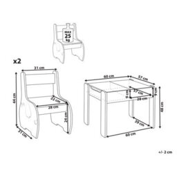 Wyld and Coco Brightnest Kids 2-Seater Table And Chair Set White Wood With Reversible Chalkboard Top - thumbnail 4