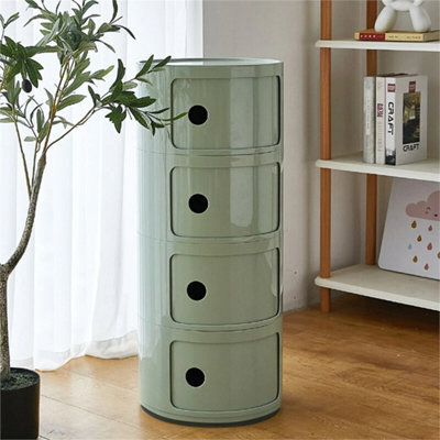 Green - 4Tiers Cylindrical Round Storage Cabinet Cupboard Shelf Side End Table Shelf - image 1