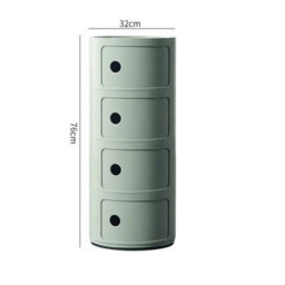 Green  - 4Tiers Cylindrical Round Storage Cabinet Cupboard Shelf Side End Table Shelf - thumbnail 2