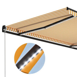 Berkfield Manual Retractable Awning With Led 300X250 Cm Yellow And White - thumbnail 5