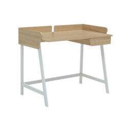 Orsina Natural Oak One Drawer Desk, White Metal Frame Home Office Desk,writing Desk With A Single Storage Drawer