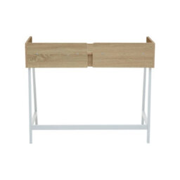 Orsina Natural Oak One Drawer Desk, White Metal Frame Home Office Desk,writing Desk With A Single Storage Drawer - thumbnail 5