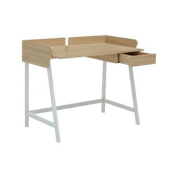 Orsina Natural Oak One Drawer Desk, White Metal Frame Home Office Desk,writing Desk With A Single Storage Drawer - thumbnail 3