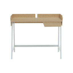 Orsina Natural Oak One Drawer Desk, White Metal Frame Home Office Desk,writing Desk With A Single Storage Drawer - thumbnail 2