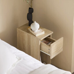 Sobuy Fbt111-N, Slim Bedside Table Bedside Cabinet Narrow Side Table Nightstand With Drawer And Shelf For Bedroom, Natural - thumbnail 4