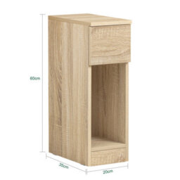 Sobuy Fbt111-N, Slim Bedside Table Bedside Cabinet Narrow Side Table Nightstand With Drawer And Shelf For Bedroom, Natural - thumbnail 3