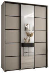 Arte Dakota V Sleek Cashmere Sliding Door Wardrobe 1700mm H2350mm D600mm - Three Doors, One Mirrored, Two Hanging Rails, Ten Shelves - thumbnail 1