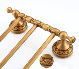 Pepte Bathroom Rotatable Towel Holder Triple Bar Rail 3-Tier Hanger Antique Brass - thumbnail 4