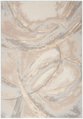 Beige Abstract Rug, 10mm Thickness Stain-Resistant Rug, Modern Rug For Bedroom, Livingroom, & Diningroom-66 X 229Cm (Runner) - image 1