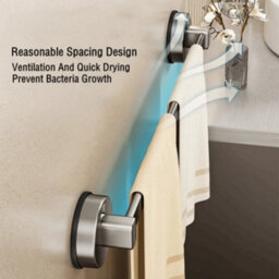 Billtix Suction Cup Towel Rack Grey : Modern Wall  Mounted, Nail-Free Bathroom Towel Rod - thumbnail 5