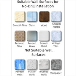 Billtix Suction Cup Towel Rack Grey : Modern Wall  Mounted, Nail-Free Bathroom Towel Rod - thumbnail 4