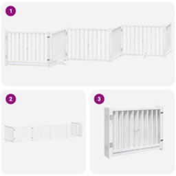Walplus White Dog Gate With Door Foldable 6 Panels 480 Cm Poplar Wood - thumbnail 6